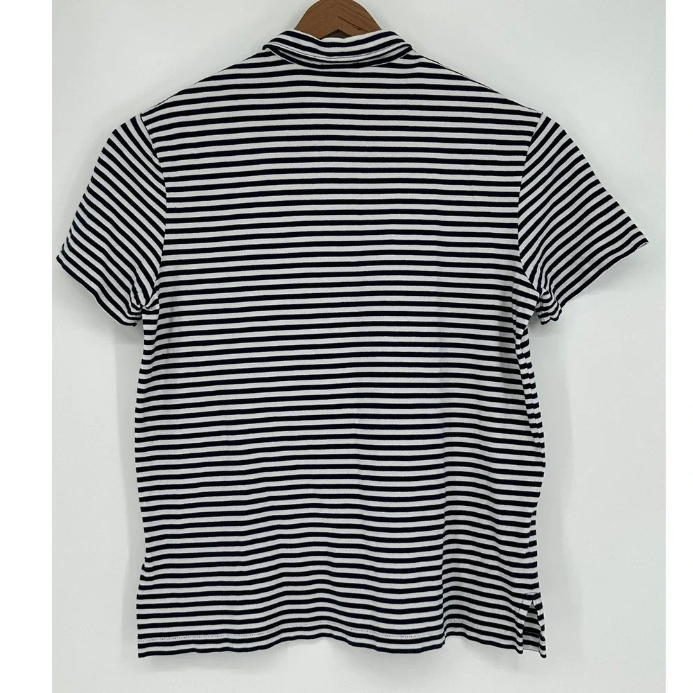 Polo Ralph Lauren Mens XL Featherweight Mesh Striped Polo Shirt Navy White A7